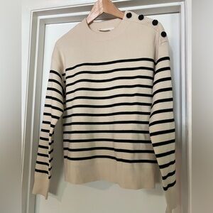 Everlane Mariner Sweater Cream with Black Stripes, size Medium